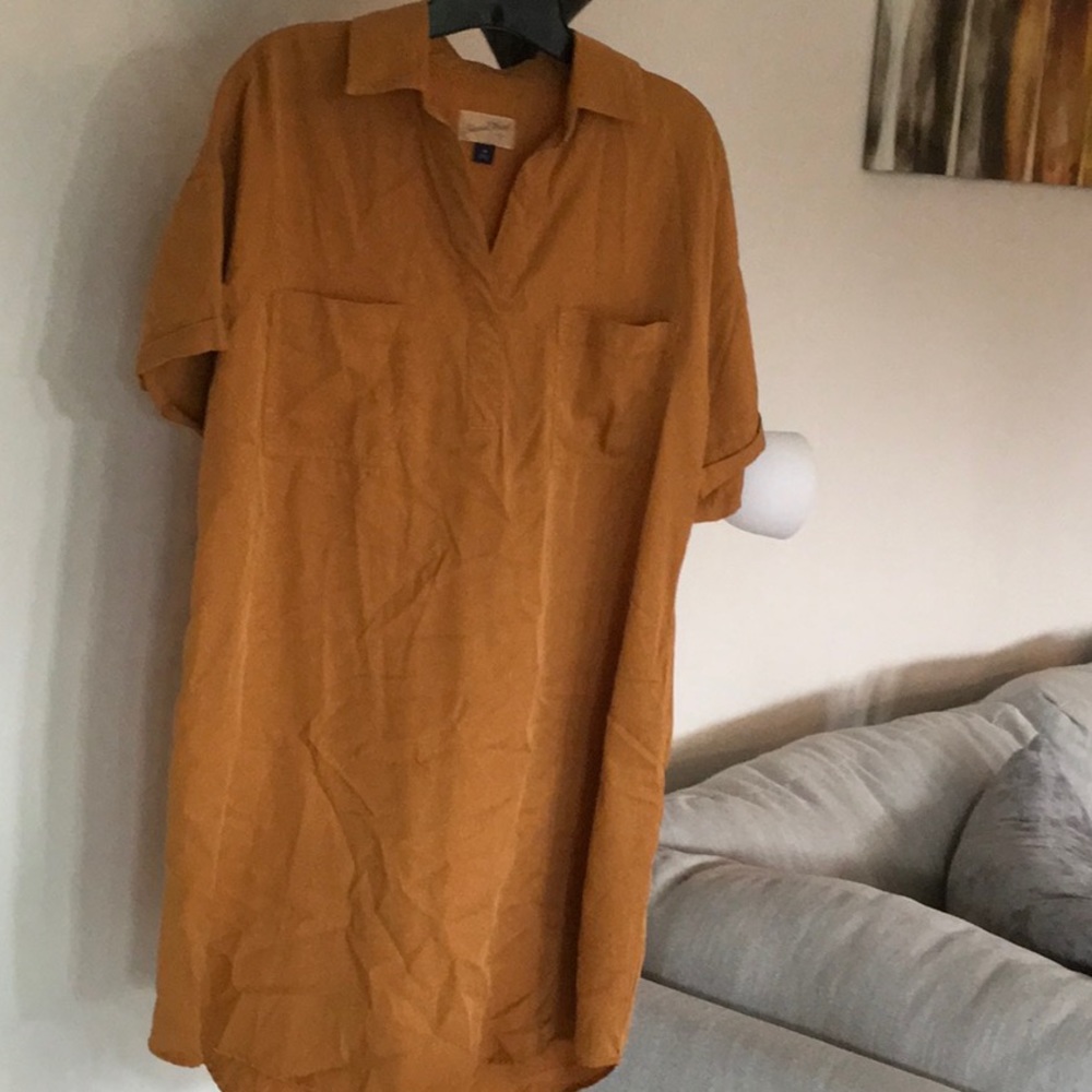 Pullover V neck short cuff sleeve dress